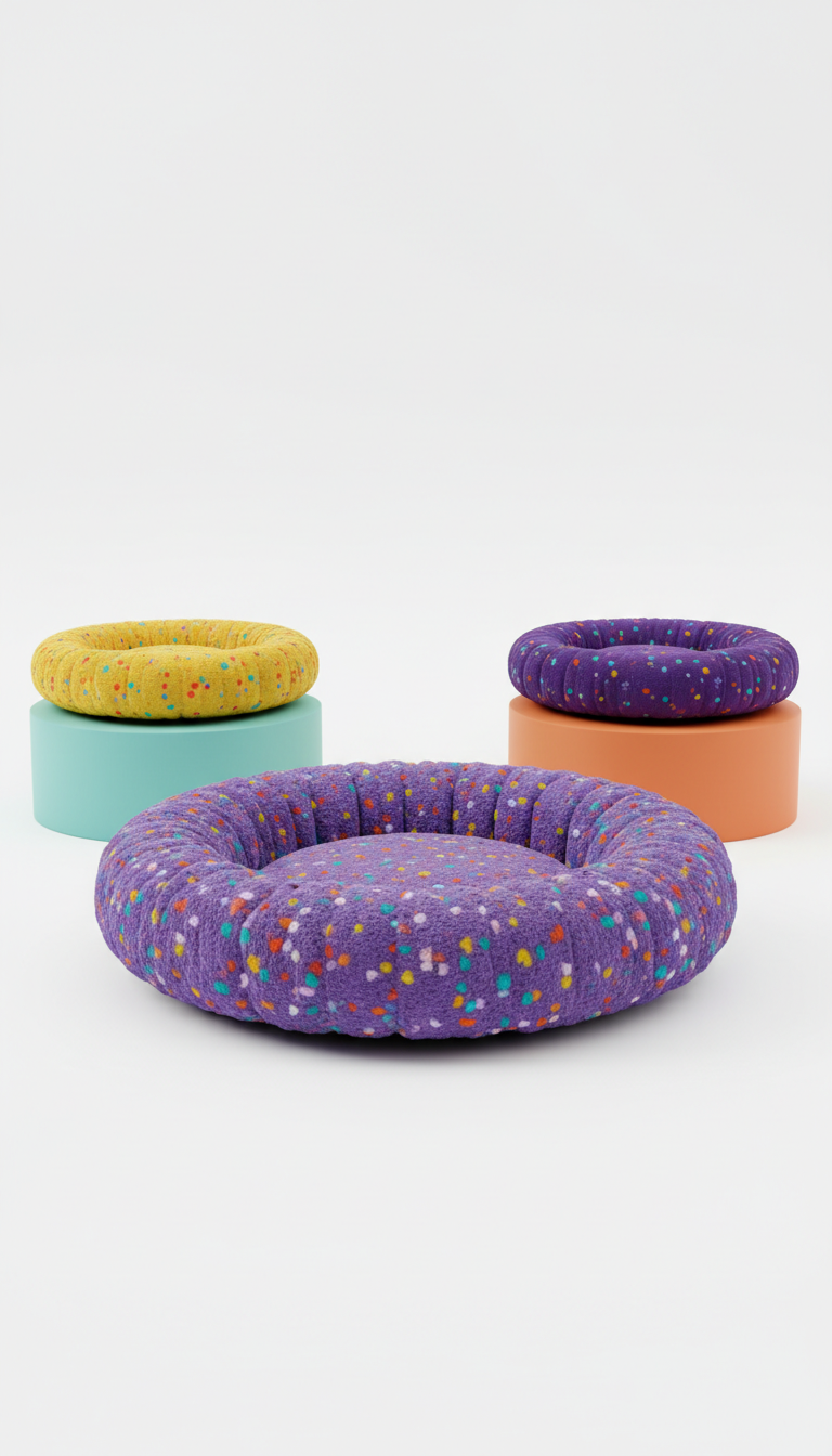 Purple Confetti Cozy Cat Bed